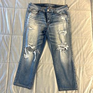 American Eagle Boy crop distressed jeans. Size 12.